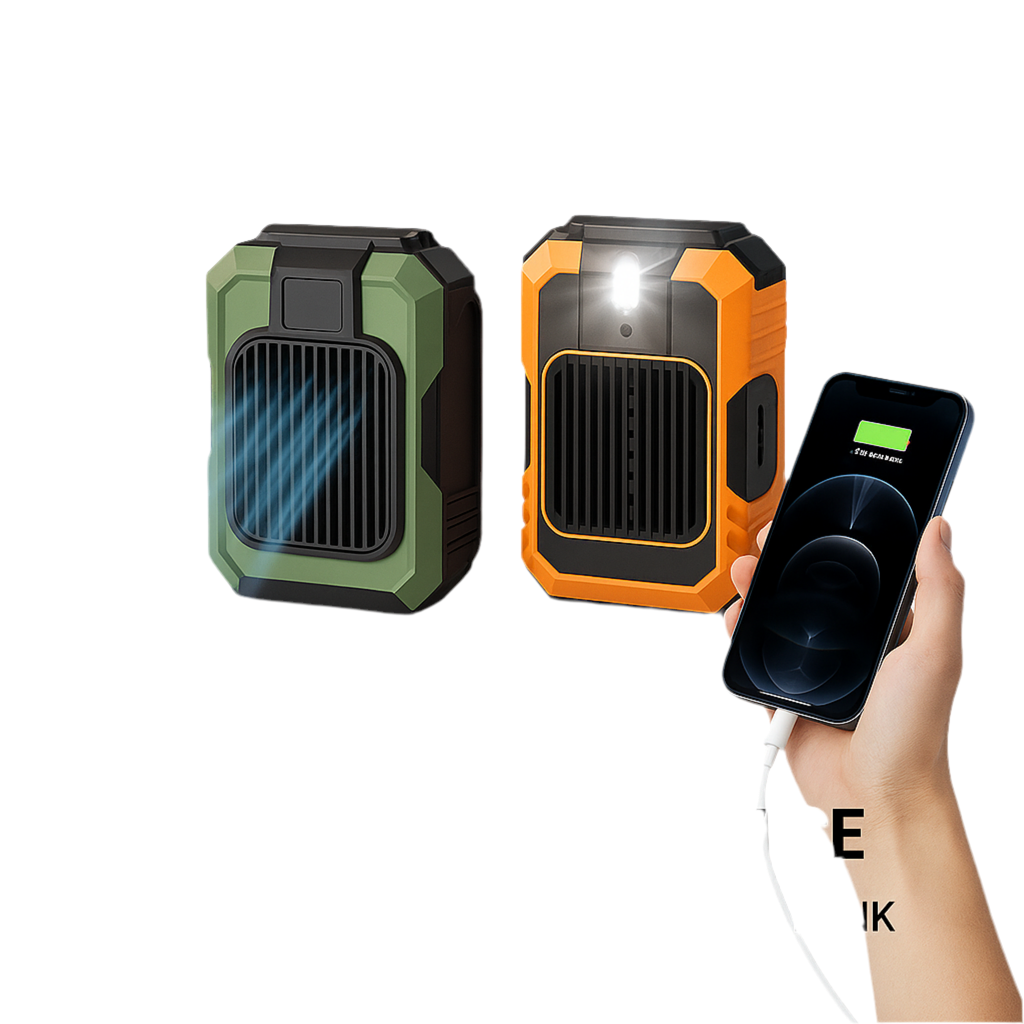 3-in-1 Portable Fan – Mini AC, Flashlight & Power Bank