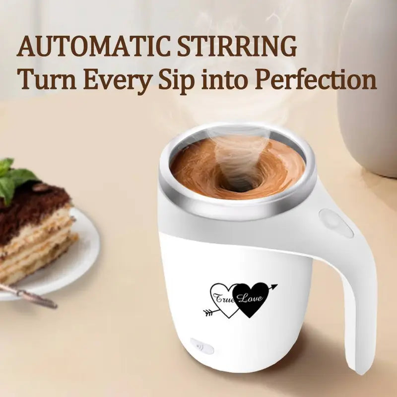 Self-Stirring Coffee Mug – True Love Edition (Stainless Steel, 380ml)