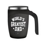 Self-Stirring Coffee Mug – “World’s Greatest Dad” Edition (Stainless Steel, 380ml)