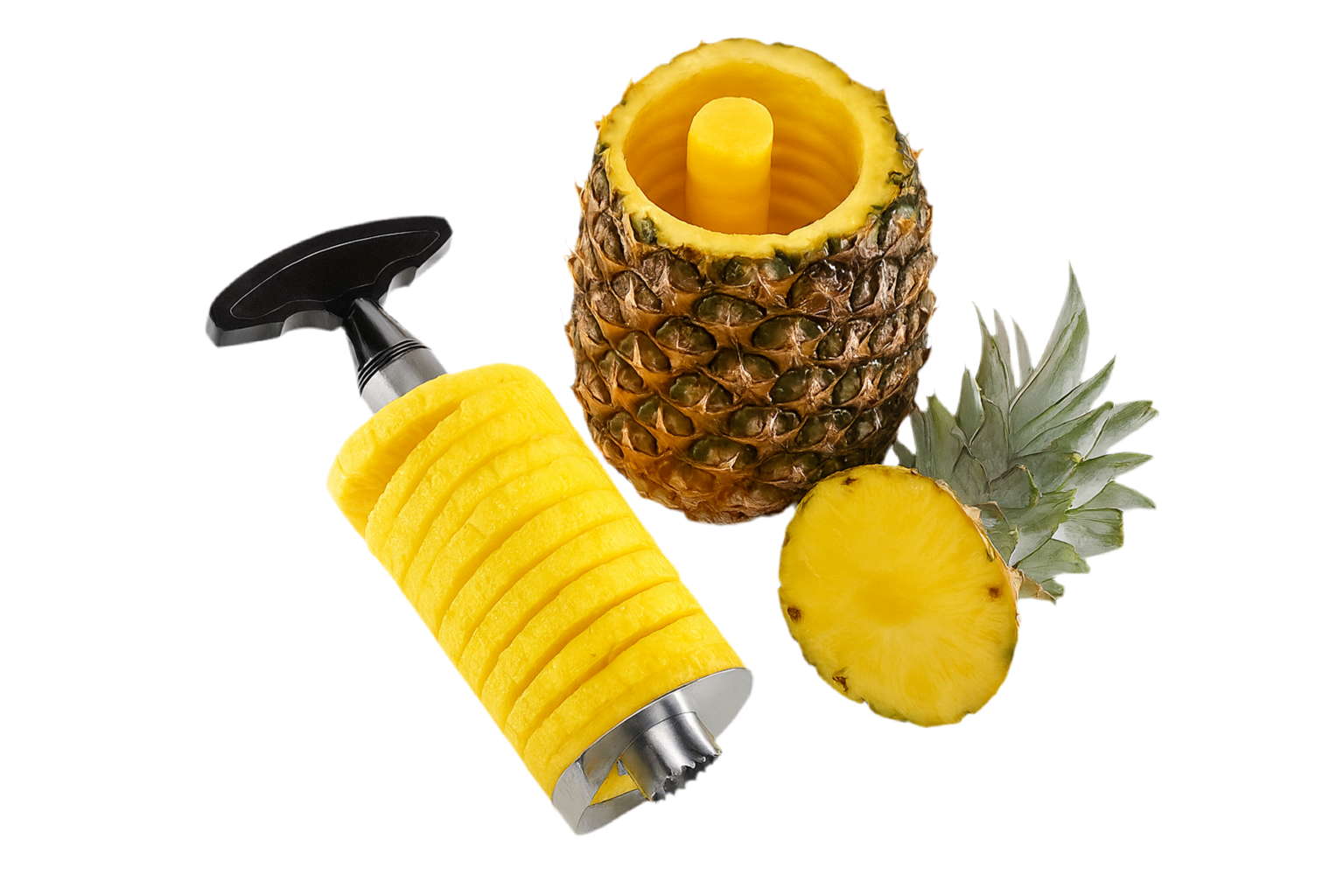 Stainless Steel Pineapple Corer & Slicer – Quick Fruit Cutter with Easy Handle