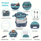 3-in-1 Electric Lunch Box – Portable Food Warmer with Stainless Steel & Carry Bag