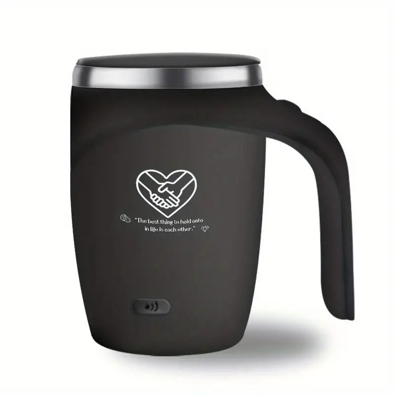 Self-Stirring Coffee Mug – Hold Onto Each Other Edition (Stainless Steel, 380ml)