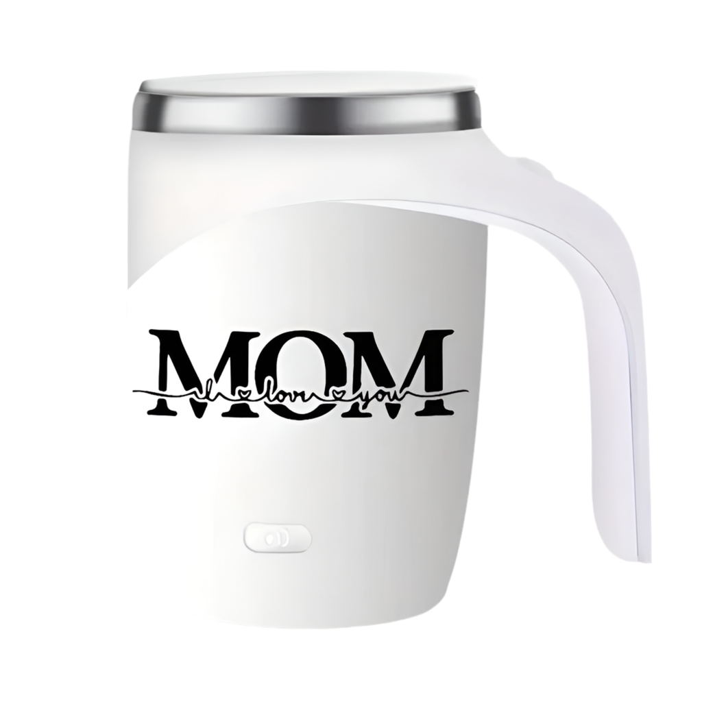 Self-Stirring Coffee Mug – “MOM” Edition (Stainless Steel, 380ml)
