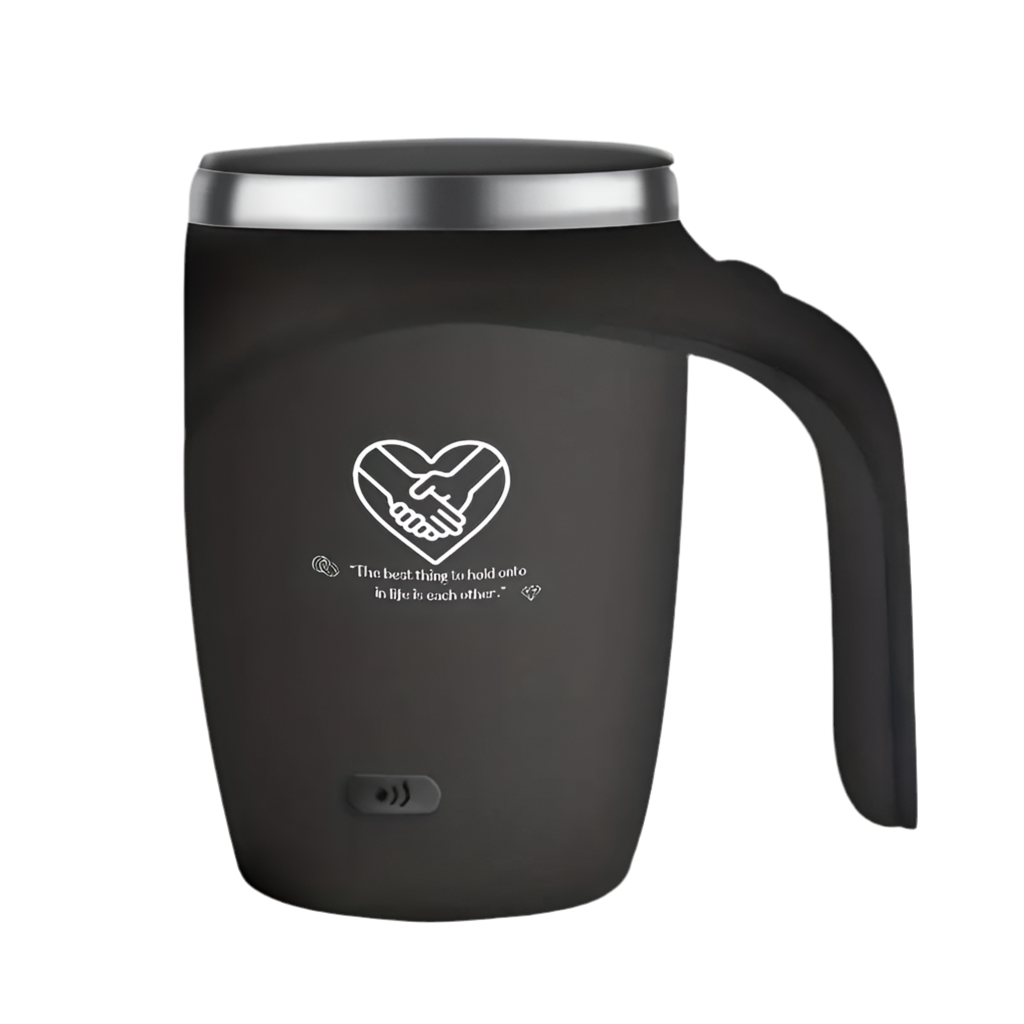 Self-Stirring Coffee Mug – Hold Onto Each Other Edition (Stainless Steel, 380ml)