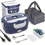 3-in-1 Electric Lunch Box – Portable Food Warmer with Stainless Steel & Carry Bag