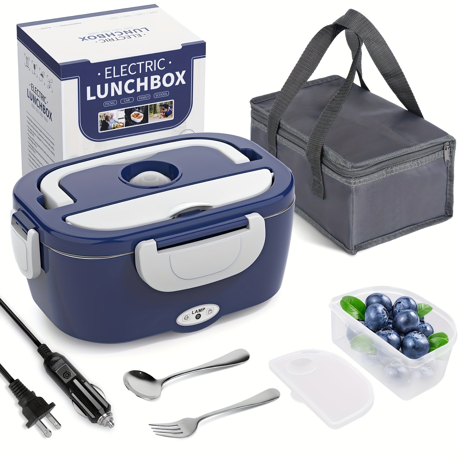 3-in-1 Electric Lunch Box – Portable Food Warmer with Stainless Steel & Carry Bag