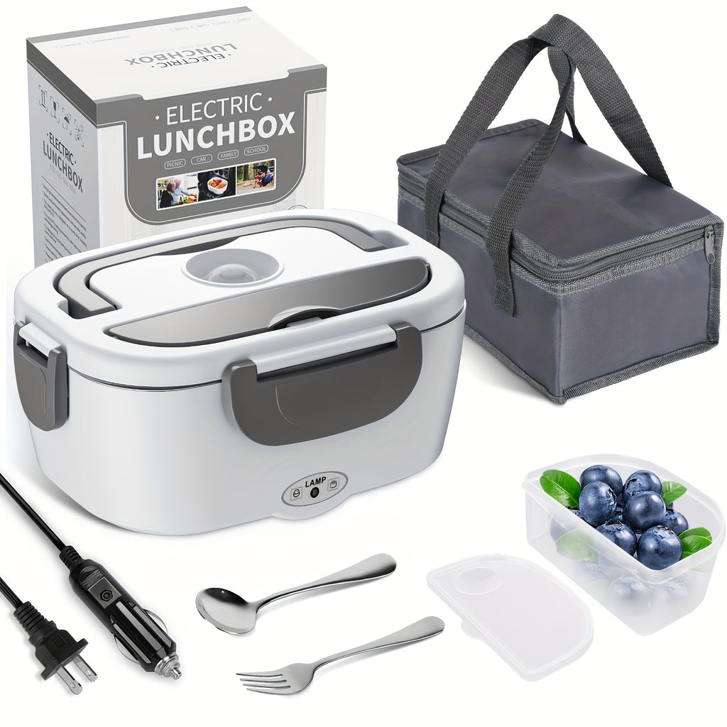 3-in-1 Electric Lunch Box – Portable Food Warmer with Stainless Steel & Carry Bag