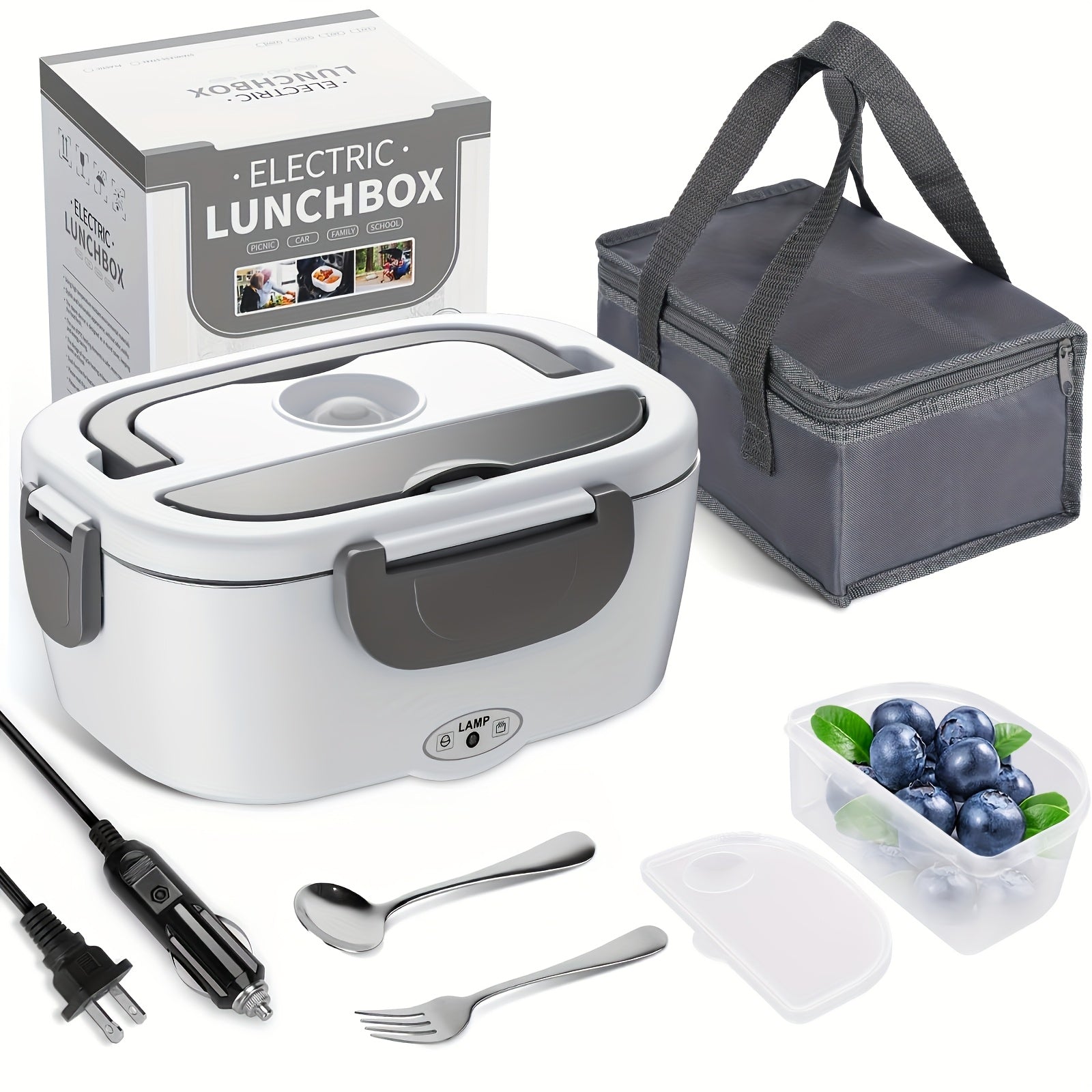 3-in-1 Electric Lunch Box – Portable Food Warmer with Stainless Steel & Carry Bag