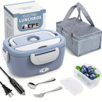 3-in-1 Electric Lunch Box – Portable Food Warmer with Stainless Steel & Carry Bag