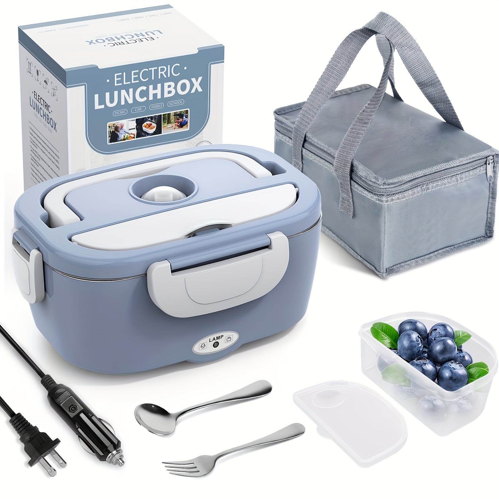 3-in-1 Electric Lunch Box – Portable Food Warmer with Stainless Steel & Carry Bag