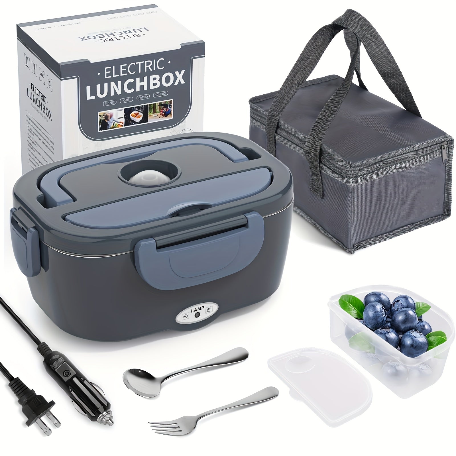 3-in-1 Electric Lunch Box – Portable Food Warmer with Stainless Steel & Carry Bag
