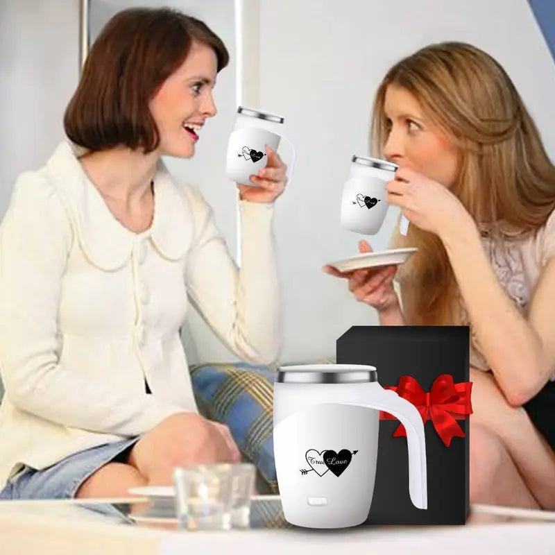 Self-Stirring Coffee Mug – True Love Edition (Stainless Steel, 380ml)