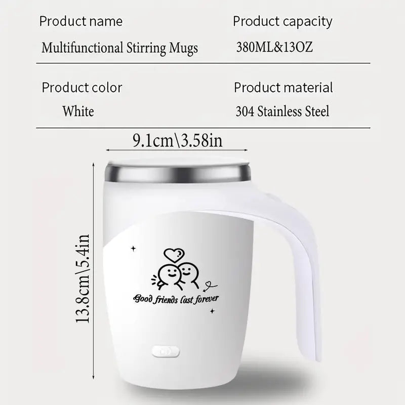 Self-Stirring Coffee Mug – Forever Together Edition (Stainless Steel, 380ml)