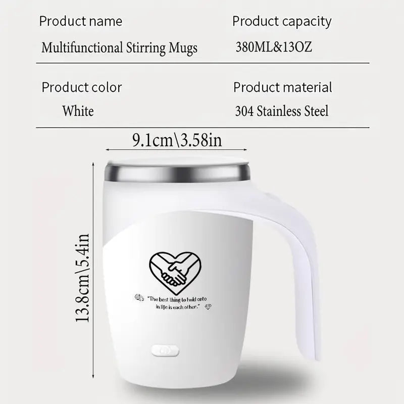 Self-Stirring Coffee Mug – Hold Onto Each Other Edition (Stainless Steel, 380ml)