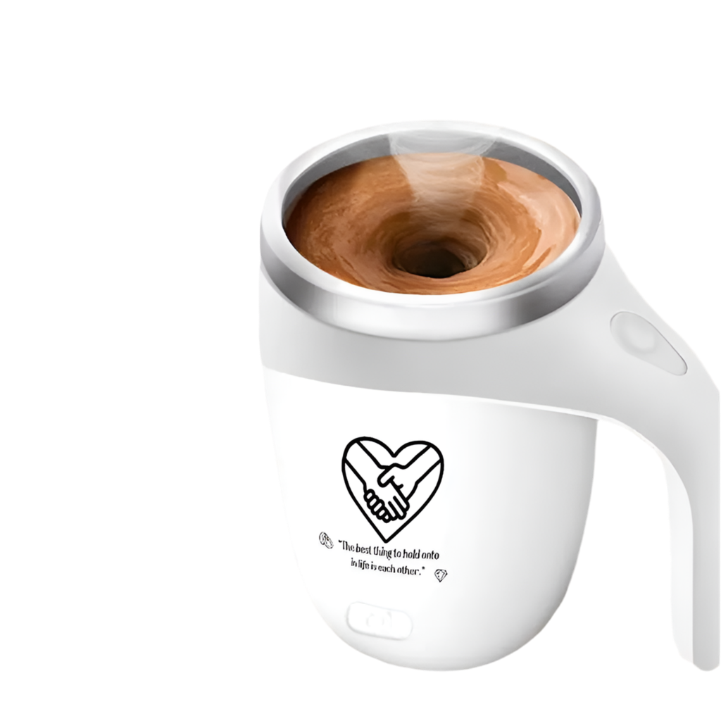 Self-Stirring Coffee Mug – Hold Onto Each Other Edition (Stainless Steel, 380ml)
