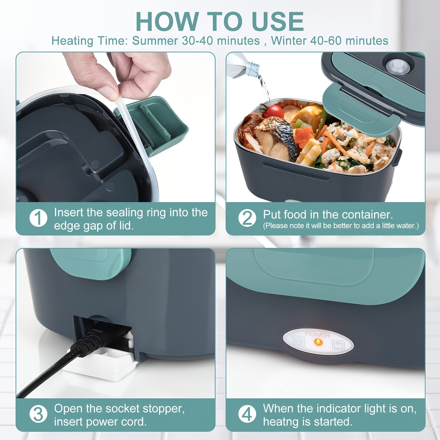 3-in-1 Electric Lunch Box – Portable Food Warmer with Stainless Steel & Carry Bag