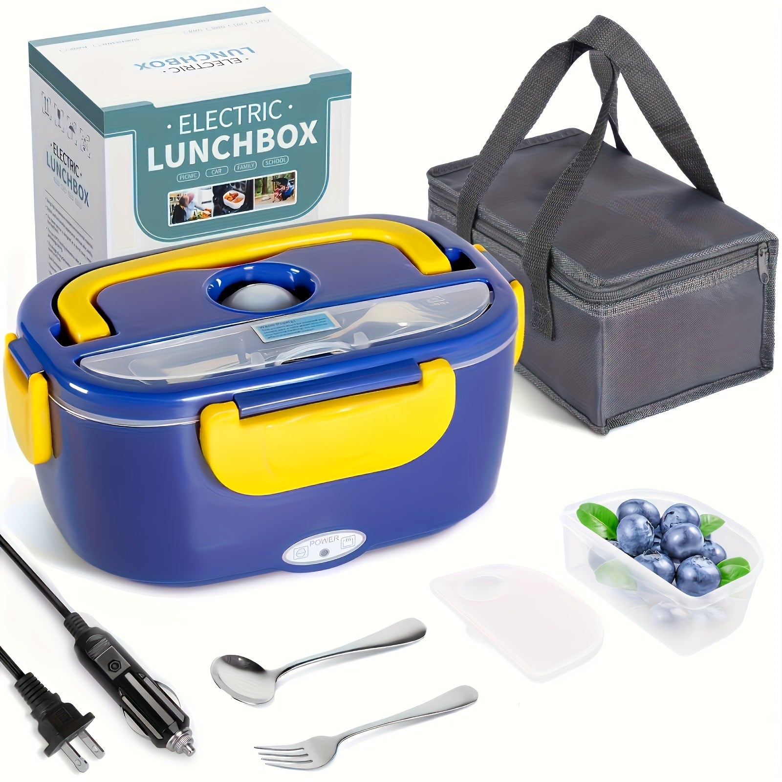 3-in-1 Electric Lunch Box – Portable Food Warmer with Stainless Steel & Carry Bag