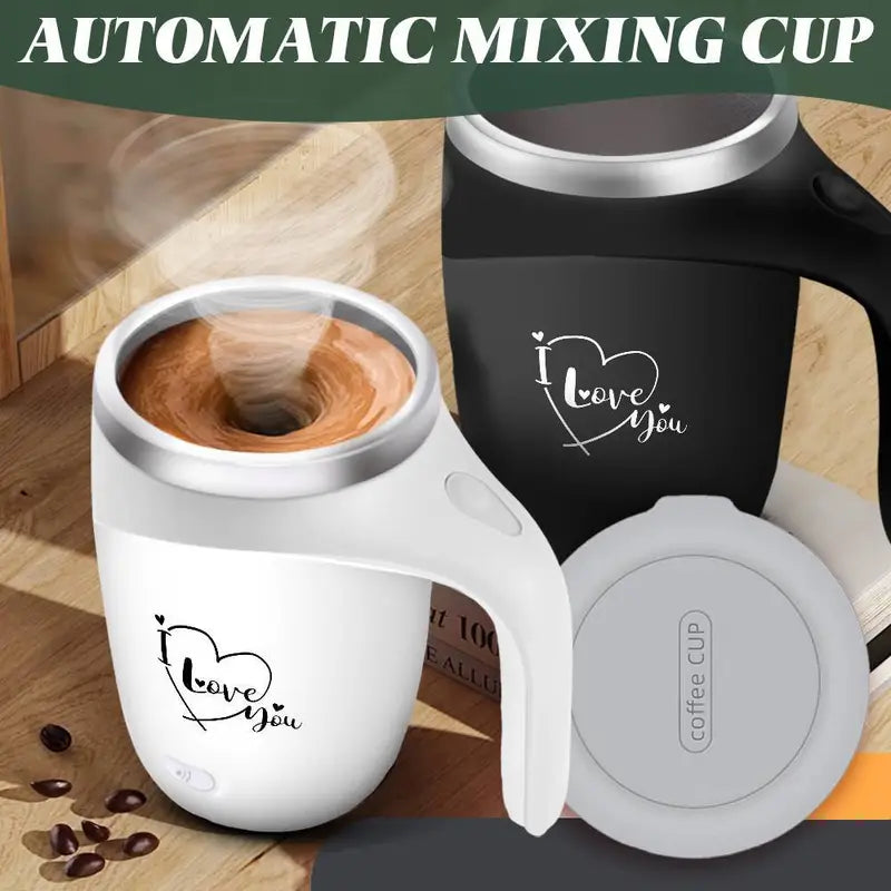 Self-Stirring Coffee Mug – “I Love You” Edition (Stainless Steel, 380ml)