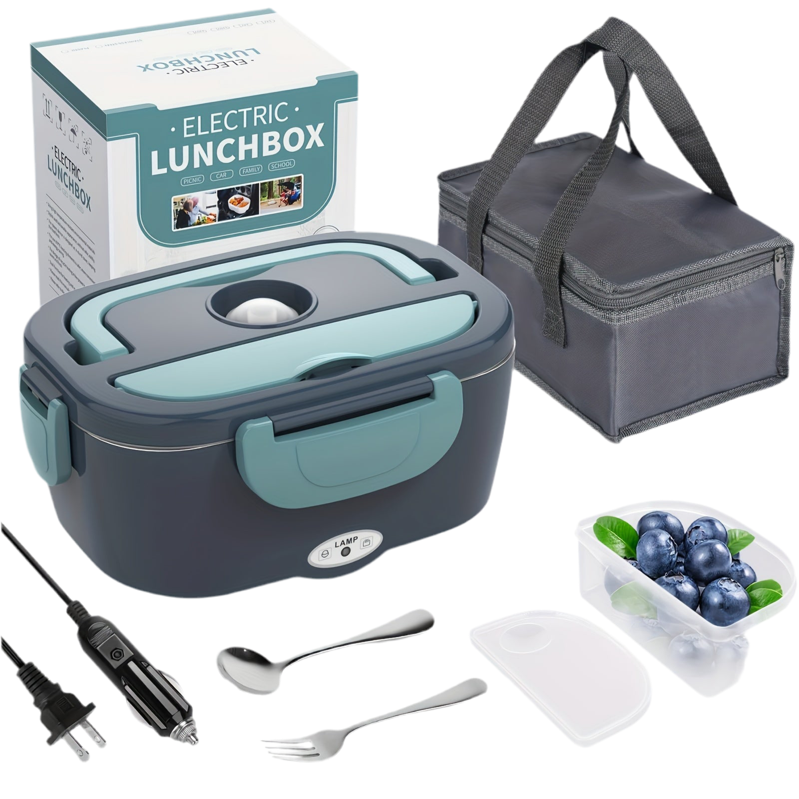 3-in-1 Electric Lunch Box – Portable Food Warmer with Stainless Steel & Carry Bag