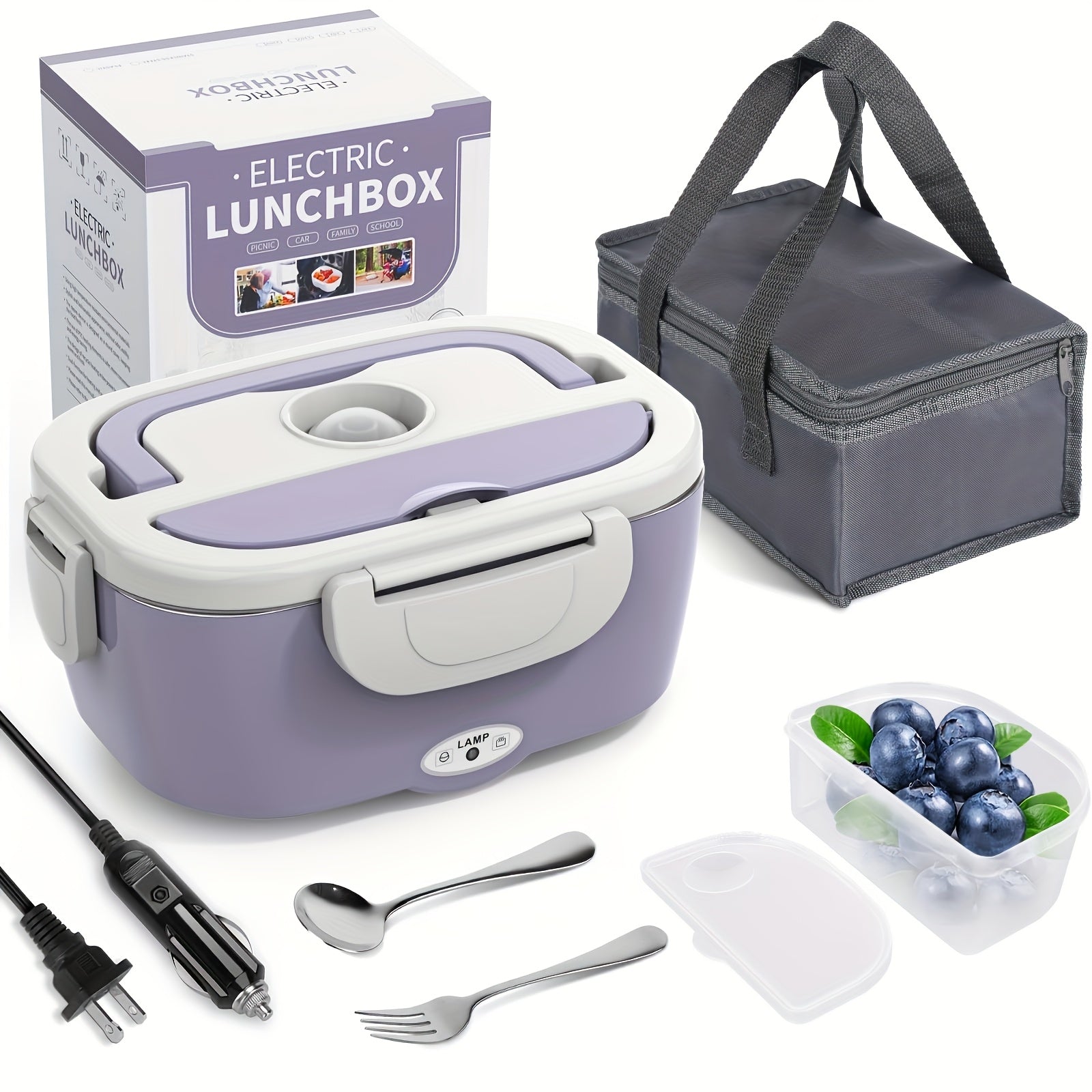 3-in-1 Electric Lunch Box – Portable Food Warmer with Stainless Steel & Carry Bag