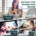 3-in-1 Electric Lunch Box – Portable Food Warmer with Stainless Steel & Carry Bag