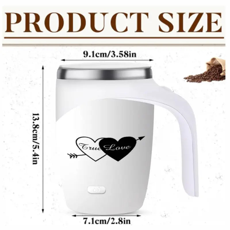 Self-Stirring Coffee Mug – “I Love You” Edition (Stainless Steel, 380ml)