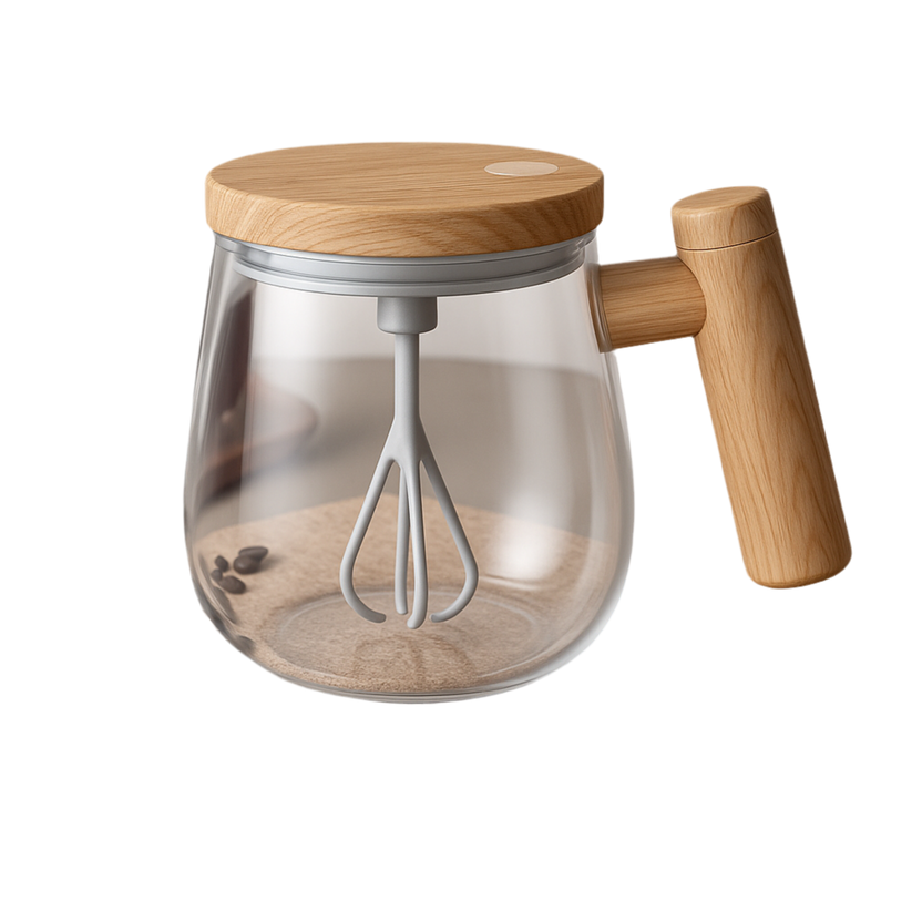 Glass Mixing Cup 400ml – Self-Stirring Borosilicate Mug