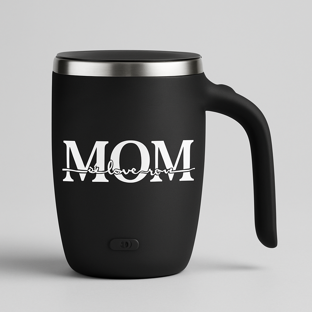 Self-Stirring Coffee Mug – “MOM” Edition (Stainless Steel, 380ml)