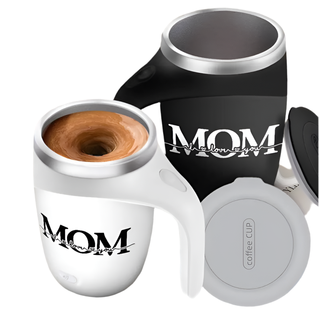 Self-Stirring Coffee Mug – “MOM” Edition (Stainless Steel, 380ml)