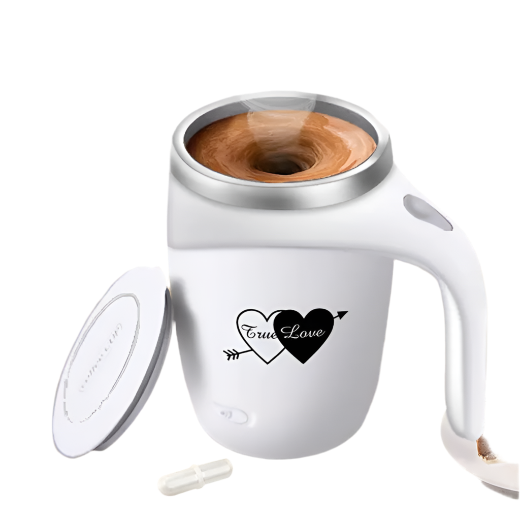 Self-Stirring Coffee Mug – True Love Edition (Stainless Steel, 380ml)