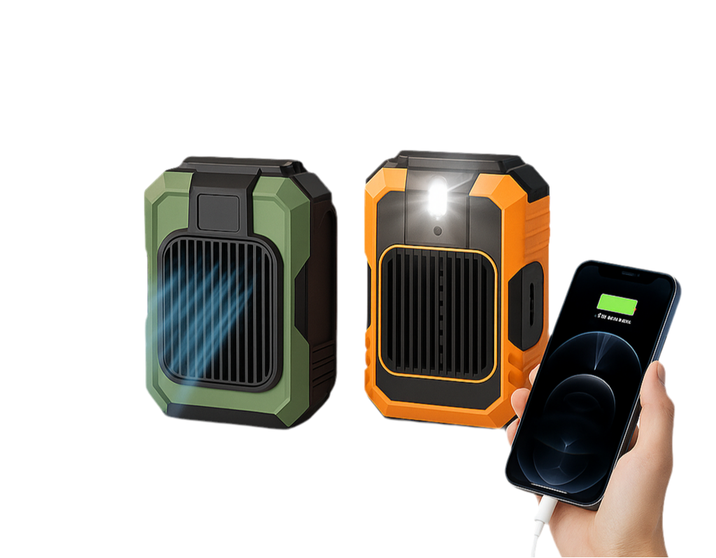 3-in-1 Portable Fan – Mini AC, Flashlight & Power Bank