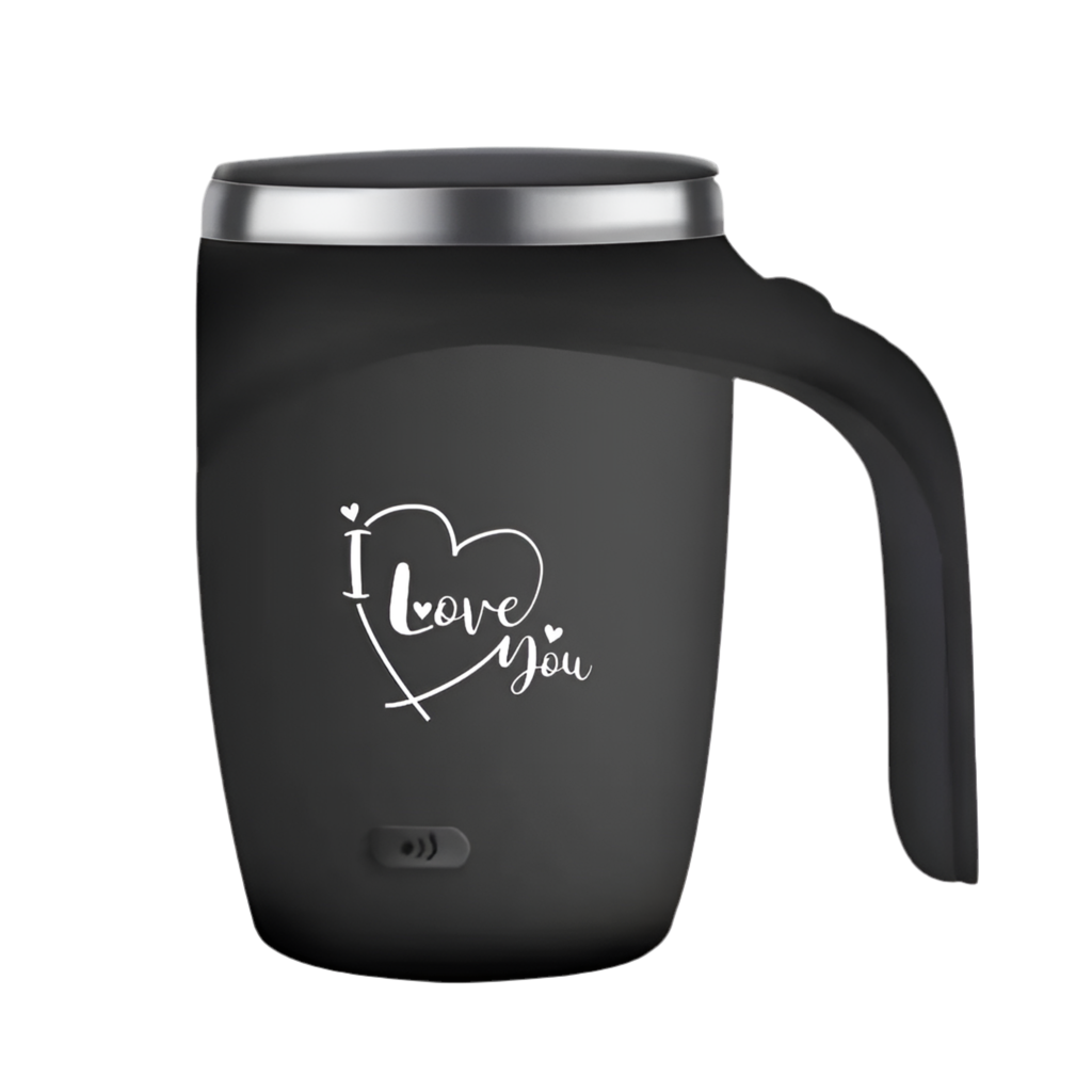 Self-Stirring Coffee Mug – “I Love You” Edition (Stainless Steel, 380ml)