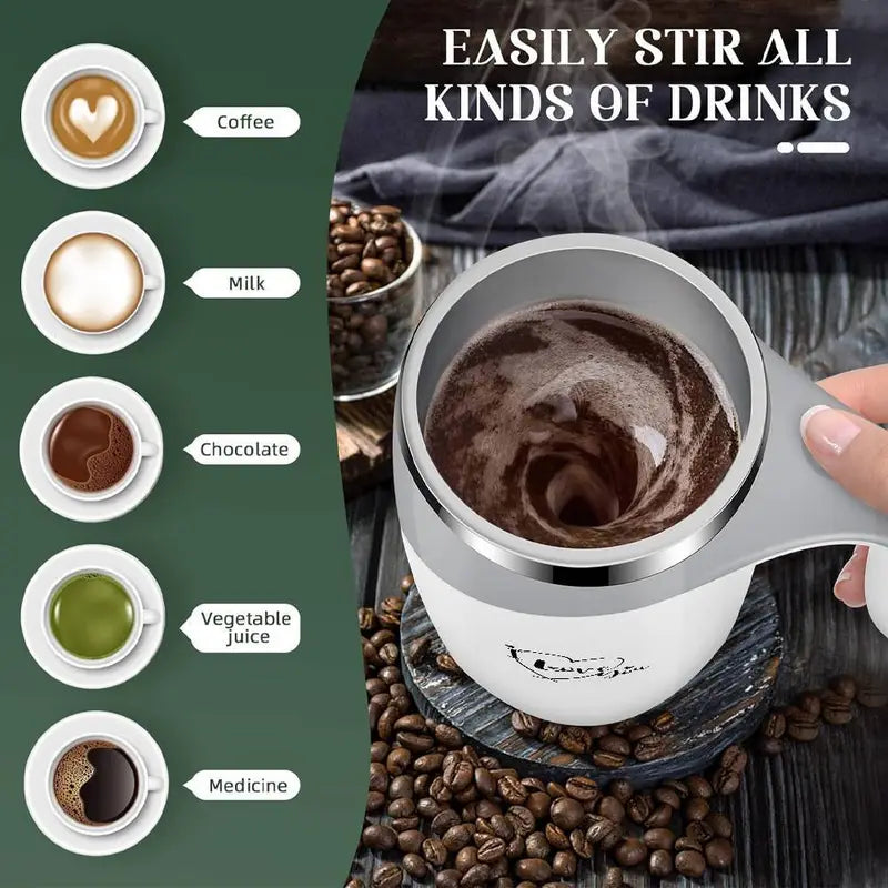 Self-Stirring Coffee Mug – “I Love You” Edition (Stainless Steel, 380ml)