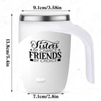 Self-Stirring Coffee Mug – Sisters & Friends Edition (Stainless Steel, 380ml)