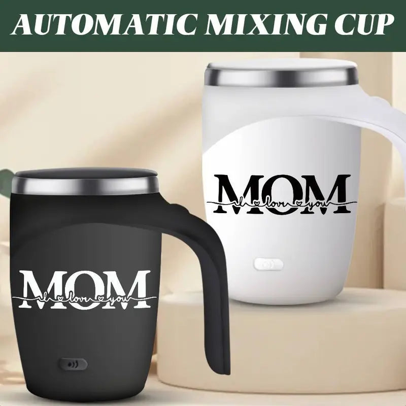 Self-Stirring Coffee Mug – “MOM” Edition (Stainless Steel, 380ml)