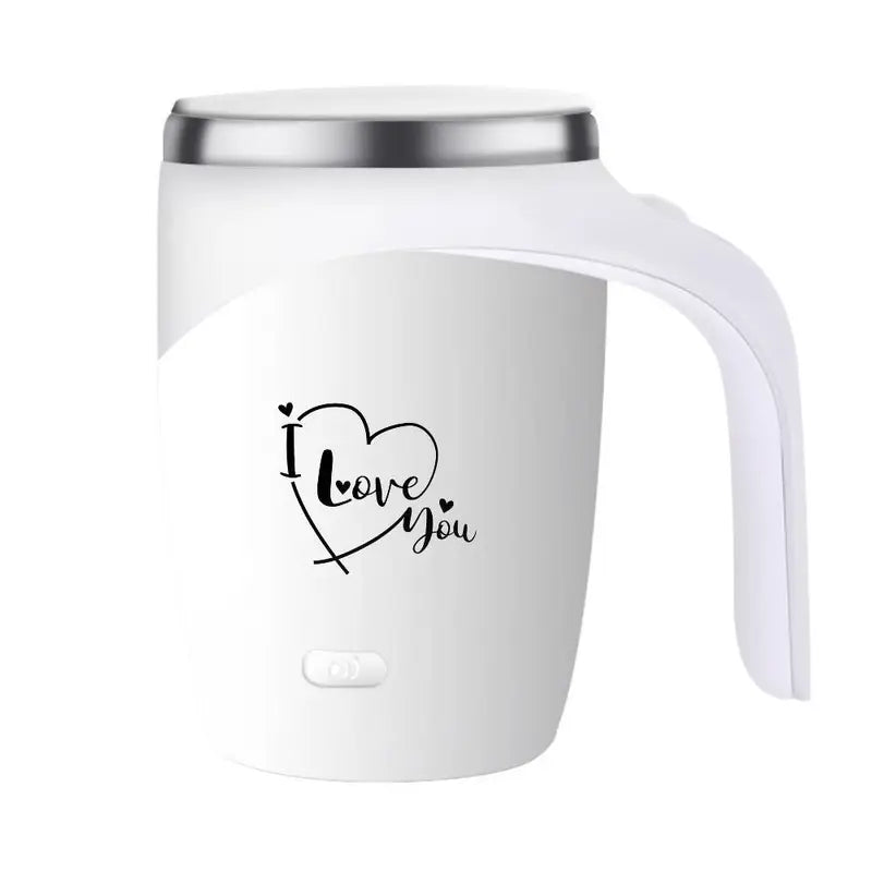 Self-Stirring Coffee Mug – “I Love You” Edition (Stainless Steel, 380ml)