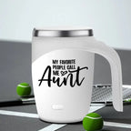 Self-Stirring Coffee Mug – “Aunt” Edition (Stainless Steel, 380ml)