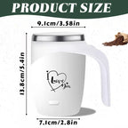 Self-Stirring Coffee Mug – “I Love You” Edition (Stainless Steel, 380ml)