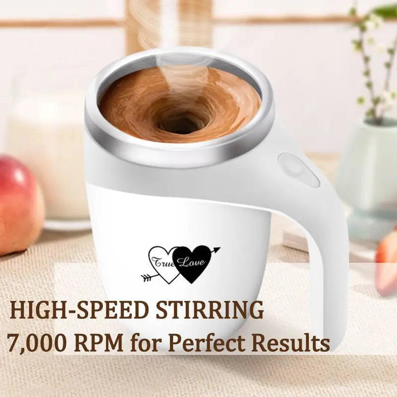 Self-Stirring Coffee Mug – True Love Edition (Stainless Steel, 380ml)