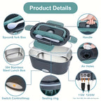 3-in-1 Electric Lunch Box – Portable Food Warmer with Stainless Steel & Carry Bag