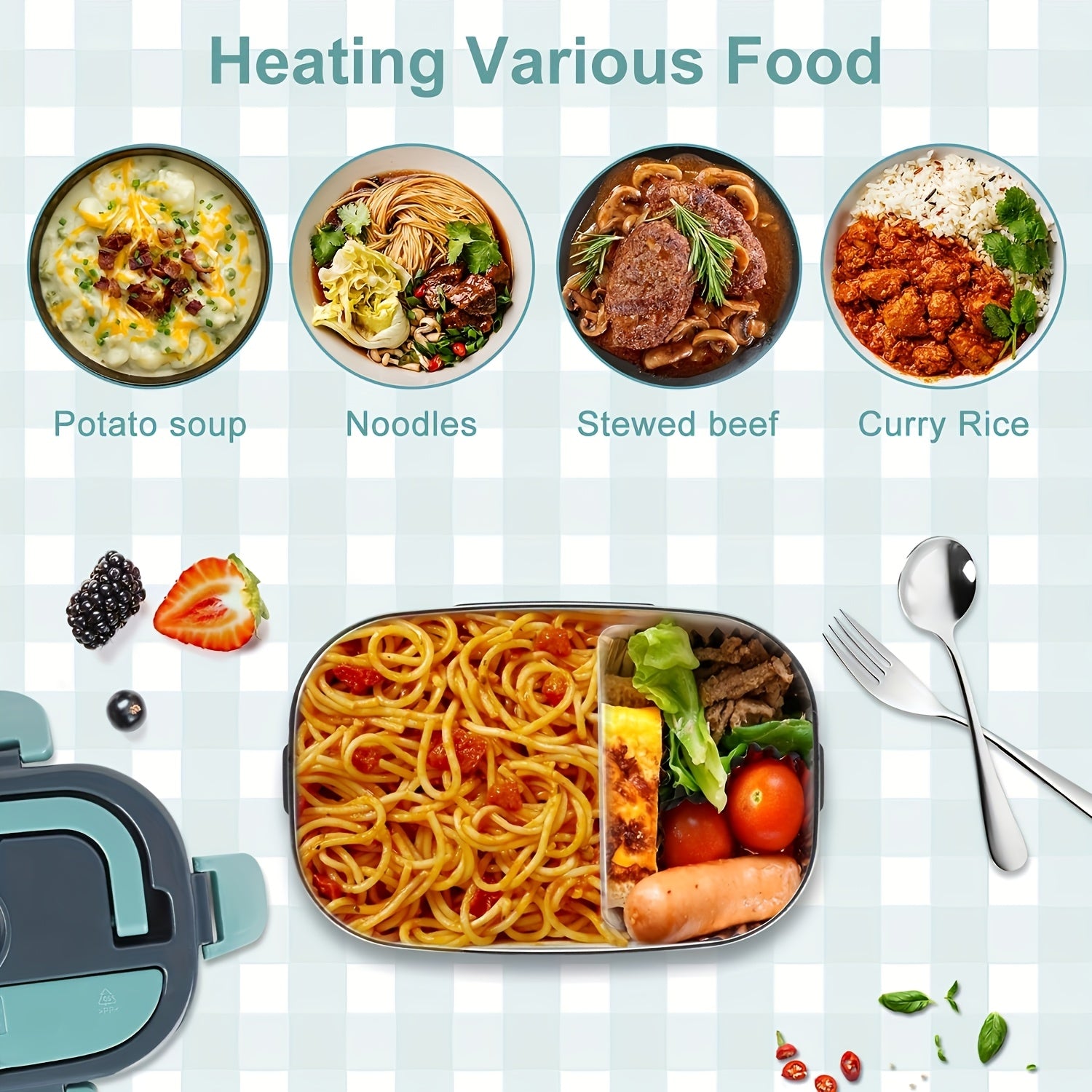 3-in-1 Electric Lunch Box – Portable Food Warmer with Stainless Steel & Carry Bag