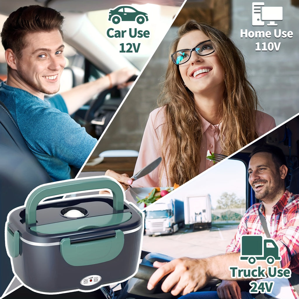 3-in-1 Electric Lunch Box – Portable Food Warmer with Stainless Steel & Carry Bag