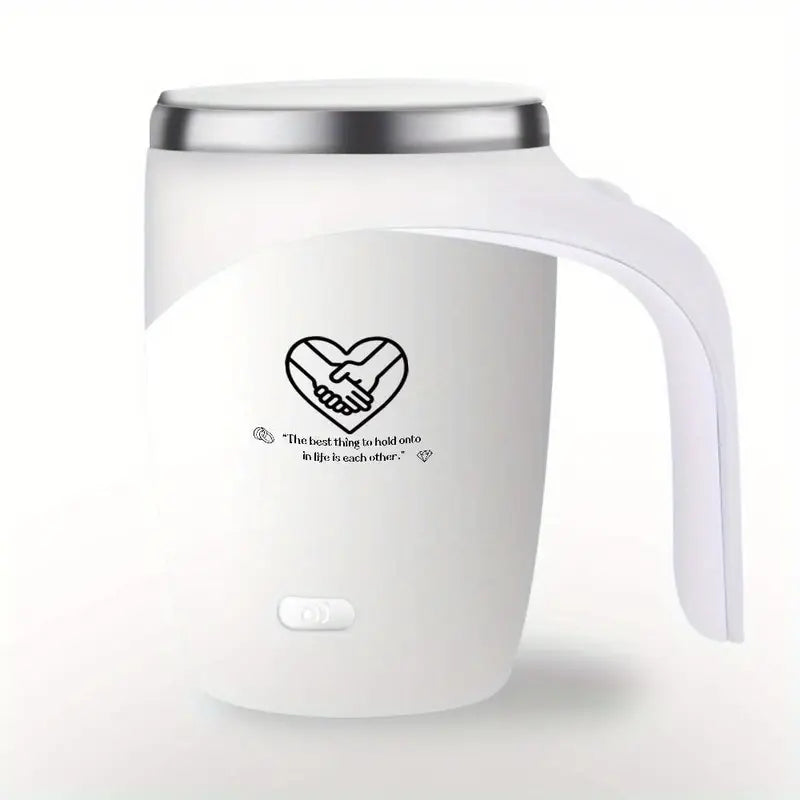 Self-Stirring Coffee Mug – Hold Onto Each Other Edition (Stainless Steel, 380ml)