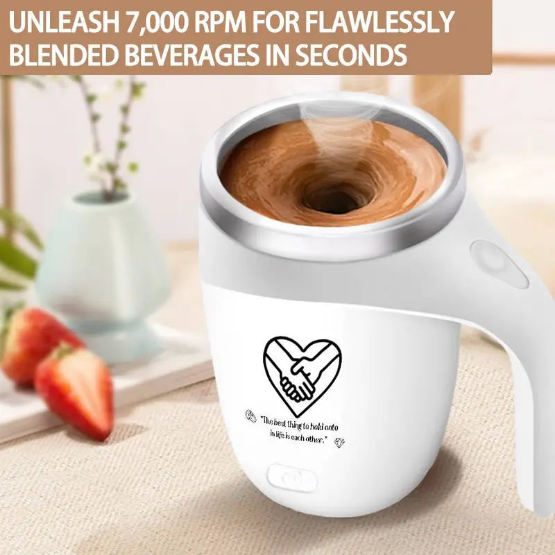Self-Stirring Coffee Mug – Hold Onto Each Other Edition (Stainless Steel, 380ml)