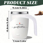 Self-Stirring Coffee Mug – “Will You Be My Godfather” Edition (Stainless Steel, 380ml)