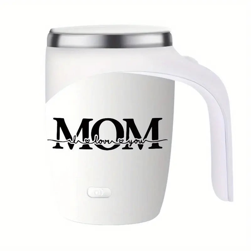 Self-Stirring Coffee Mug – “MOM” Edition (Stainless Steel, 380ml)