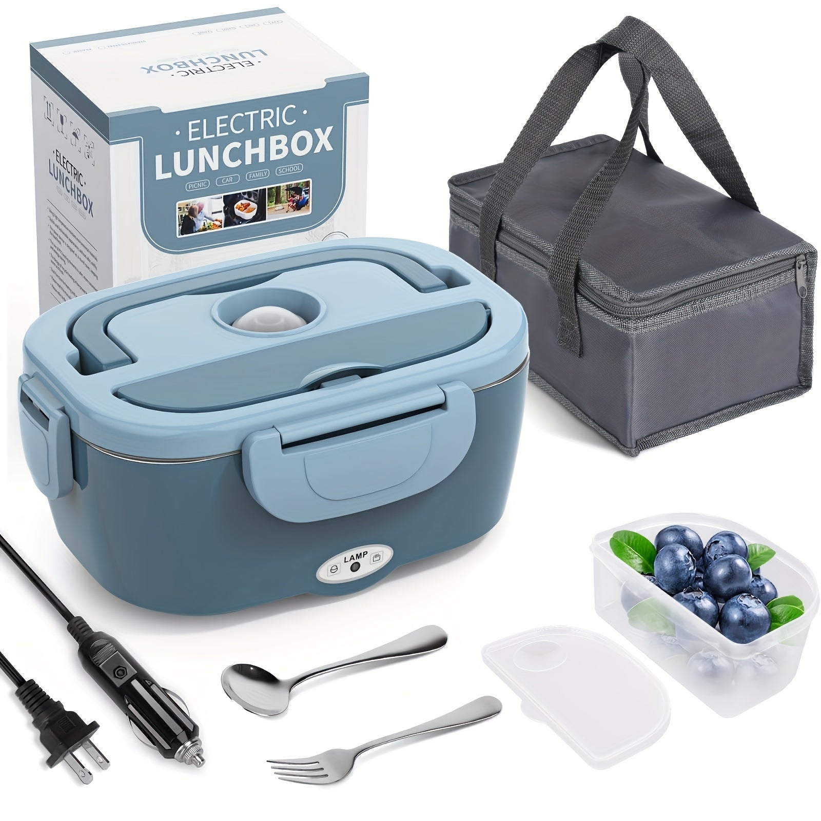 3-in-1 Electric Lunch Box – Portable Food Warmer with Stainless Steel & Carry Bag
