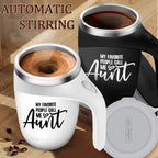 Self-Stirring Coffee Mug – “Aunt” Edition (Stainless Steel, 380ml)