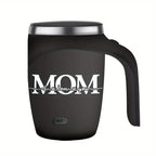 Self-Stirring Coffee Mug – “MOM” Edition (Stainless Steel, 380ml)