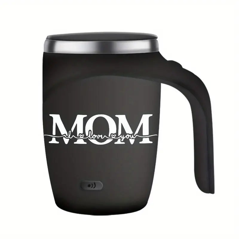 Self-Stirring Coffee Mug – “MOM” Edition (Stainless Steel, 380ml)
